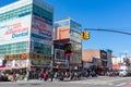 Shops and Restaurants along a Street in Downtown Flushing Queens of New York City