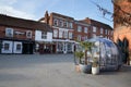 Shops and restaurants on Market Place in Wokingham in the UK