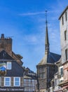 Shops Restaurants Wooden Bell Tower Church Honfluer France