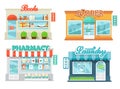 Shops and stores icons set. Royalty Free Stock Photo