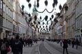 Shops and tram lines in Herrengasse in Graz Royalty Free Stock Photo