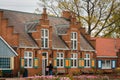 Shops on windmill Island during the tulip time festival in Holland Michigan