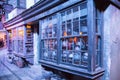 Shops windows display with magic objects in Diagon Alley from Harry Potter film. Warner Brothers Studio. UK Royalty Free Stock Photo