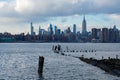 Midtown Manhattan Skyline in New York City seen from the Shore of Williamsburg Brooklyn New York Royalty Free Stock Photo
