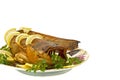 Shore dinner - bloated fresh-water catfish Royalty Free Stock Photo