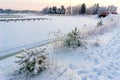 At the shore of the Gulf of Bothnia after the snowfall Royalty Free Stock Photo
