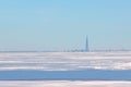 View of St. Petersburg from Peterhof. Shore of the Gulf of Finland
