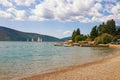 Shore of the Kotor Bay of the Adriatic Sea on a sunny autumn day Royalty Free Stock Photo