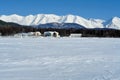 shore of Lake Baikal in winter. Snow and ice on the baikal Royalty Free Stock Photo