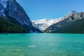 On the shore of Lake Louise in the Canadian Rockies - horizontal