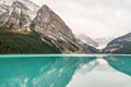 On the shore of Lake Louise in the Canadian Rockies