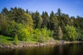 The shore of the lake and the old boat Royalty Free Stock Photo