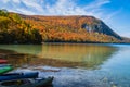 Shore of Lake Willoughby on a Vermont Autumn afternoon Royalty Free Stock Photo