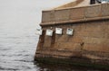 Shore lanterns illuminating the navigable river Fontanka St. Petersburg to improve visibility during the movement of ships