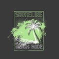 Shore line Beach mode palm tree vector illustration Royalty Free Stock Photo