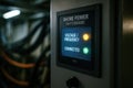 Shore power system display panel showing voltage, frequency and connection status with active LED indicators Royalty Free Stock Photo