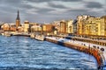 Shore of Rhein river during day in Dusseldorf Royalty Free Stock Photo