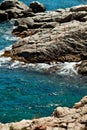 Shore view with plants and cliff waves in Spain Royalty Free Stock Photo