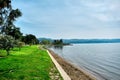 A shore and water`s edge of Nicaea iznik lake during sunny day Royalty Free Stock Photo