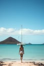 The shore of whitsunday island with sailboat for a holiday, in the style of joel robison Generative AI