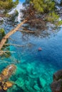 Shoreline and Adriatic sea scenic landscape on the coast path to Petrovac