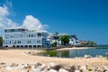 Shoreline along the Chesapeake Bay Homes, in North Beach, Maryland. Sunny day, blue sky Royalty Free Stock Photo