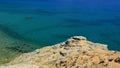 Shoreline arid rock above Sveta Maria beach on Pag Island, Croatia
