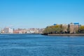 Shoreline of Astoria Queens New York with the East River and the Shore of Manhattan