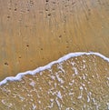 Shoreline closeup sand and seawater shot in the Netherlands