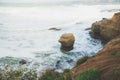 Shoreline of La Jolla Cove with a beach surrounded by cliffs, San Diego, California Royalty Free Stock Photo
