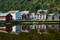 Shoreline Laerdal Norway historic village Royalty Free Stock Photo