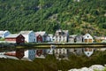 Shoreline Laerdal Norway historic village Royalty Free Stock Photo