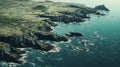 Aerial View Of Bucolic Ocean Cliffs In Photorealistic Detailing