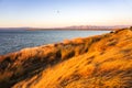 Shoreline Park under the sunset light, Mountain View, San Francisco bay area, California Royalty Free Stock Photo