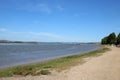 Shoreline River Kent estuary, Arnside viaduct, UK Royalty Free Stock Photo