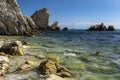 Shoreline of Spiaggia delle Due Sorelle. The beach is the most popular sea destination in Sirolo and in all the Riviera del Conero