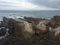 Rocky shoreline view of ocean waters