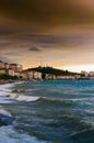 Shoreline With Wild Sea And Storm Wind