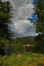 On the shores of Lake Chernoe in the vicinity of the town of Pokrov