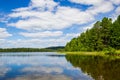 The shores of a taiga lake in Siberia. Lake Tagasuk, Russia Royalty Free Stock Photo