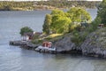 Shoreside home in the Stockholm archipelago. Royalty Free Stock Photo