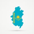 Shors ethnic territory Mountainous Shoria, Russia map in Kazakhstan flag colors, editable vector