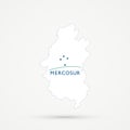 Shors ethnic territory Mountainous Shoria, Russia map in Southern Common Market Mercosur flag colors, editable vector