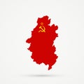 Shors ethnic territory Mountainous Shoria, Russia map in Soviet Socialist Republics USSR flag colors, editable vector Royalty Free Stock Photo