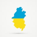 Shors ethnic territory Mountainous Shoria, Russia map in Ukraine flag colors, editable vector