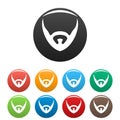 Short beard icons set color