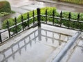 Short black metal roof railings