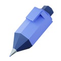 Short blue pen high quality 3D render illustration office icon.