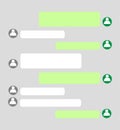 Short bubble message, social screen empty chat window dialog on dark background