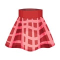 Short Checkered Flared Skirt with Pleats Isolated on White Background Front View Vector Illustration Royalty Free Stock Photo